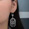 Gümüş Çember Telkari Sallantılı Kadın Küpe