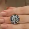 Gümüş Çiçek Desenli Elmas Montür Kolye
