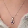 Gümüş Damla Mor Taşlı Kadın Kolye