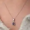 Gümüş Damla Mor Taşlı Kadın Kolye