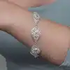 Gümüş Damla Papatya Telkari Kadın Bileklik