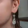 Gümüş Damla Papatya Telkari Kadın Küpe