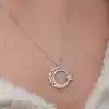 Gümüş Desenli Ay Yıldız Kadın Kolye