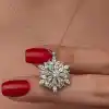Gümüş Dönen Kar Tanesi Lotus Çiçeği Kolye