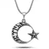Gümüş Göktürkçe Yazılı Ay Yıldız Erkek Kolye