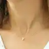 Gümüş Gold 3 Boyutlu F Harf Bayan Kolye