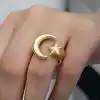 Gümüş Gold Ay Yıldız Kadın Yüzük