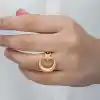 Gümüş Gold Ay Yıldız Kadın Yüzük