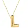 Gümüş Gold Balon L Harfi Kadın Kolye