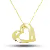 Gümüş Gold Çifte Kalp Aşk Kadın Kolye