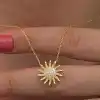 Gümüş Gold Güneş Kadın Kolye