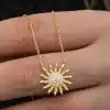Gümüş Gold Güneş Kadın Kolye