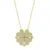 Gümüş Gold Kalpli Açılabilen Yonca Kadın Kolye