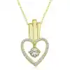 Gümüş Gold Kalpli Tek Taş Kadın Kolye