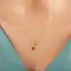 Gümüş Gold Kalpli Tek Taş Kadın Kolye
