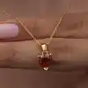 Gümüş Gold Kırmızı Taşlı Kalpli Kadın Kolye