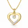 Gümüş Gold Minik Kalpli Tektaş Kadın Kolye