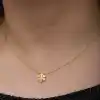 Gümüş Gold Minimal Kar Tanesi Kadın Kolye