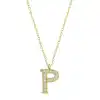 Gümüş Gold P Harfi Kadın Kolye