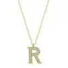 Gümüş Gold R Harfi Kadın Kolye