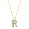 Gümüş Gold R Harfi Kadın Kolye