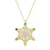 Gümüş Gold Renkli Taşlı Kar Tanesi Kadın Kolye