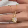 Gümüş Gold Sedef Taşlı Ay Yıldız Hilal Kadın Kolye