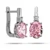 Gümüş Ice Cut Oval Pembe Zirkon Taşlı Kadın Küpe