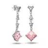 Gümüş Ice Cut Pembe Zirkon Taşlı Işıltılı Kadın Küpe