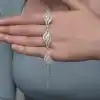 Gümüş İkili Yaprak Telkari Kadın Bileklik