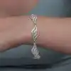 Gümüş İkili Yaprak Telkari Kadın Bileklik