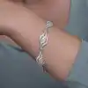 Gümüş İkili Yaprak Telkari Kadın Bileklik