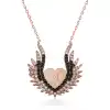 Gümüş Kalpli Melek Kanadı Bayan Kolye