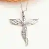 Gümüş Kanatlı Melek Kadın Kolye