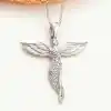 Gümüş Kanatlı Melek Kadın Kolye