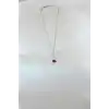 Gümüş Kaplama Kırmızı Gül Figürlü Kadın Kolye