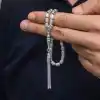 Gümüş Kapsül Kesim Çizgili Erkek Tesbih