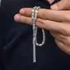 Gümüş Kapsül Kesim Çizgili Erkek Tesbih