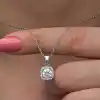 Gümüş Kare Montür Tek Taş Kadın Kolye