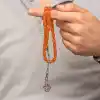 Gümüş Kazaz Püsküllü Kapsül Kesim Turuncu Sıkma Kehribar Tesbih
