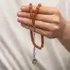 Gümüş Kazaz Püsküllü Sıkma Kehribar Tesbih