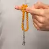 Gümüş Kazaz Püsküllü Sıkma Kehribar Tesbih