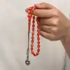 Gümüş Kazaz Püsküllü Sıkma Kehribar Tesbih