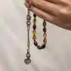 Gümüş Kazaz Püsküllü Sıkma Kehribar Tesbih