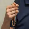 Gümüş Kazaz Püsküllü Sıkma Kehribar Tesbih