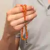 Gümüş Kazaz Püsküllü Sıkma Kehribar Tesbih
