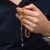 Gümüş Kazaz Püsküllü Sıkma Kehribar Tesbih
