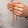 Gümüş Kazaz Püsküllü Sıkma Kehribar Tesbih