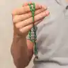 Gümüş Kazaz Püsküllü Yeşil Sıkma Kehribar Tesbih