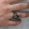 Gümüş Kesme Taşlı Kartal Figürlü Erkek Yüzük